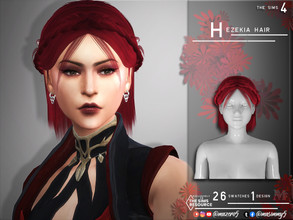 Sims 4 — Hezekia Hair by Mazero5 — Half tie short hair with braids 26 Swatches to choose from All Lods