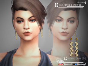 Sims 4 — Gemstones Earrings by Mazero5 — Birth stones gems form with slight zigzag pattern 17 Swatches to choose form All