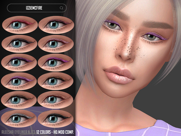 Sims 4 — Aleesha Eyeliner N.173 by IzzieMcFire — Aleesha Eyeliner N.173 contains 12 colors in HQ texture. Standalone item