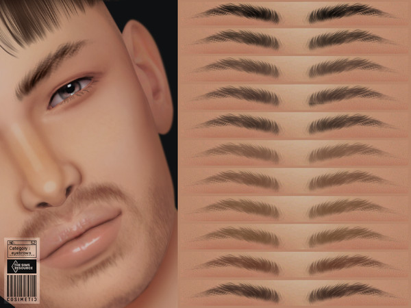 Sims 4 — Eyebrows | N52 by cosimetic — -You can use it with 45 color options to match your favorite tone. -They are
