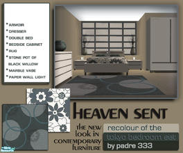 Sims 2 — Heaven Sent by Padre — Alabaster white with slate grey create a harmonious bedroom for a relaxed sim. Recolour