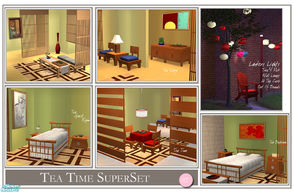 Sims 2 — Tea Time SuperSet by DOT — Tea Time SuperSet. Lanterns, Tea Sets, Floor Vase, Bench Seat, Coffee Cloth, End