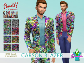 Sims 4 — FFSG Carson Jacket by SimmieV — Spring is busting out all over this bold floral printed jacket. Matching Simon