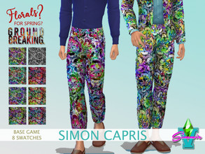 Sims 4 — FFSG Simon Slacks by SimmieV — These slacks truly are groundbreaking. A bold floral that matches the Carson