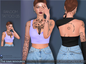 Sims 4 — Random Tattoo 05 by PlayersWonderland — A small collection of 5 different tattoos. You can find it in the breast