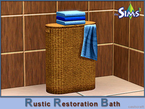 Sims 3 — Rustic Restoration Bath Hamper by Cashcraft — A heavy-duty laundry hamper for the bath. Created by Cashcraft for