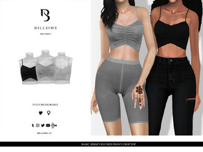 Sims 3 — Basic Jersey Ruched Front Crop Top by Bill_Sims — This top features a jersey material with ruched detailing and