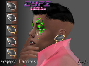 Sims 4 — CyFi_Voyager_Earrings by LVNDRCC — Big statement earrings in silver, platinum and yellow and pink gold. With