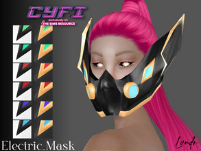 Sims 4 — CyFi_Electric_Mask by LVNDRCC — Big, dramatic face mask in silver and black with subtle ombre effect and shiny