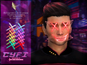 Sims 4 — CyFi - Hologramic X-glasses  by AurumMusik — Hologramic glowing glasses in cyberpunk style for males and females