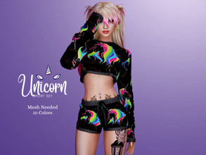 Sims 4 — Unicorn Set (TOP) by XXXTigs — 10 Colors Synthetic Mesh Needed