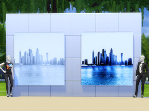 Sims 4 — Skyline by Samsoninan — A painting of a city skyline that comes in two swatches, light and dark.