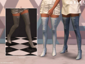Sims 4 — CORINA | boots by Plumbobs_n_Fries — Denim Thigh High Boots New Mesh HQ Texture Female | Teen - Elders Hot and