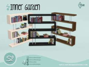 Sims 4 — Inner Garden Bookcase by SIMcredible! — by SIMcredibledesigns.com available at TSR 4 colors variations