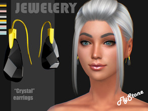 Sims 4 — "Crystal" earrings by FlyStone — Great earrings with faceted crystals and gold elements 6 color
