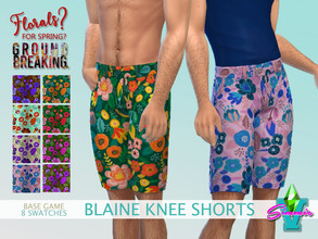 Sims 4 — FFSG Blaine Knee Shorts by SimmieV — A classic knee short now in an exciting floral print with and assortment of