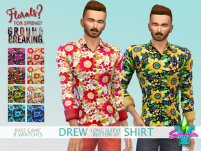 Sims 4 — FFSG Drew Button Up Shirt by SimmieV — This floral print shirt could possibly change your life. Available in