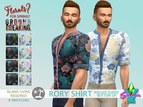 Sims 4 — FFSG Rory Button Up Shirt by SimmieV — Who needs a collar when you have such a lovely floral print. Available in