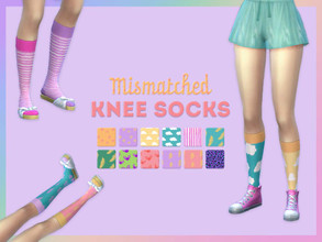 Sims 4 — Cute Mismatched Knee Socks by shelovespolkadots — 10 pairs of mismatched knee socks in pastel patterns for your