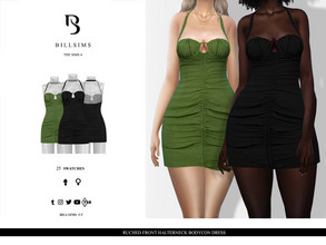 Sims 4 — Ruched Front Halterneck Bodycon Dress by Bill_Sims — This dress features a halterneck design and a ruched front!