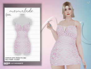 Sims 4 — Abstract Print Dress MC362 by mermaladesimtr — New Mesh 5 Swatches All Lods Teen to Elder For Female