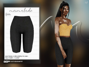 Sims 4 — Seamless Cycling Tights MC364 by mermaladesimtr — New Mesh 4 Swatches All Lods Teen to Elder For Female