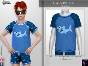 Sims 4 — Calvin Top by KaTPurpura — Shark Kids Swimsuit Top