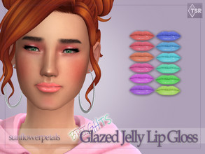 Sims 4 — Glazed Jelly Lip Gloss (Brights) by SunflowerPetalsCC — A glossy-look lip gloss in 12 bright shades.