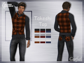Sims 4 — "Takeshi" Shirt with vest by Garfiel — - 9 colours - Everyday, party, formal - Base game compatible -
