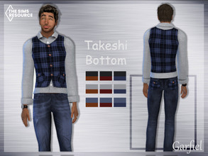 Sims 4 — "Takeshi" Plaid panel jeans by Garfiel — - 9 colours - Everyday, party, formal - Base game compatible