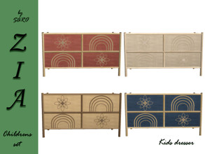 Sims 4 — SARO kids kommode by SSR99 — A rattan inspired dresser of bamboo wood, with some cute details perfect for a kids