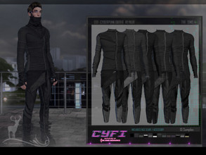 Sims 4 — CYFI _DSF CYBERPUNK OUTFIT  REYKUR by DanSimsFantasy — Cyberpunk attire exhibits a tight vest and pants with