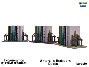 Sims 4 — kardofe_Antonella Bedroom_Books by kardofe — Group of books, held by a model of a bridge, in three colour