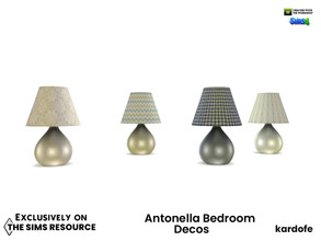 Sims 4 — kardofe_Antonella Bedroom_TableLamp by kardofe — Table lamp, with patterned lampshades, in four colour options