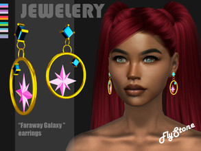 Sims 4 — Faraway Galaxy earrings by FlyStone — Faraway Galaxy earrings with stars and diamonds in rich gold frame 6 color