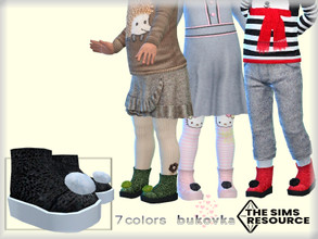 Sims 4 — Boots Pompon by bukovka — Boots for girls, toddler. Installed autonomously. The new mesh is mine, included.