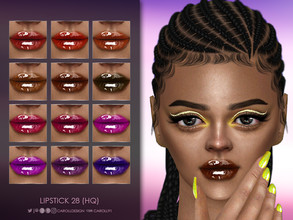 Sims 4 — Lipstick 28 (HQ) by Caroll912 — A 12-swatch high shine lip gloss in medium and dark shades of red, pink, purple