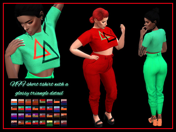 Sims 4 — Short t-shirt with a glossy detail by Nadiafabulousflow — Hi guys! This upload its a short t-shirt with a glossy