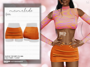 Sims 4 — Leather Mini Skirt MC36 by mermaladesimtr — New Mesh 4 Swatches All Lods Teen to Elder For Female