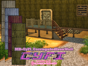 Sims 4 — MB-CyFi_CorrugatedIronWall by matomibotaki — MB-CyFi_CorrugatedIronWall This wall covering has certainly seen