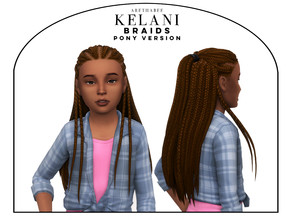 Sims 4 — Kelani Braids Ponytail (Children) by arethabee — - children - available for both frames - 15 ea colors - base