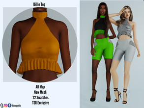 Sims 4 — Billie Top by couquett — Fancy top for your sims 22 swatches Custom thumbnail Base game compatible this have all