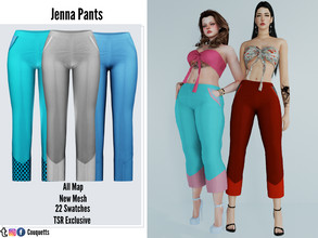 Sims 4 — Jenna Pants by couquett —  elegant and colorful pants 22 Swatches HQ mod compatible all Lod All Map Custom