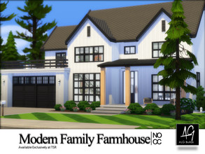 Sims 4 — Modern Family Farmhouse by ALGbuilds — Modern Family Farmhouse is a 4 bedroom, 3 bath home with 2 car garage. It