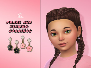 Sims 4 — Pearl and Flower Earrings for Kids by simlasya — For kids All LODs New mesh 14 swatches HQ compatible Custom