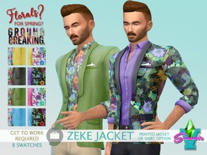Sims 4 — FFSG Zeke Jacket by SimmieV — A breezy jacket with button up shirt now covered in flowers. Two design options