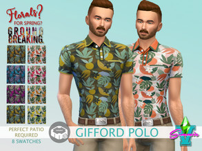 Sims 4 — FFSG Gifford Polo by SimmieV — This classic polo has now gotten some new appeal with this citrus themed floral