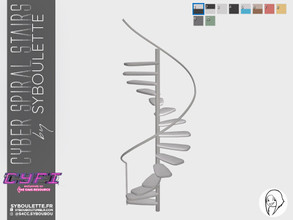 Sims 4 — CYFI Cyber stairs - Polished spiral stairs (medium) by Syboubou — This is modern and futuristic staircase that