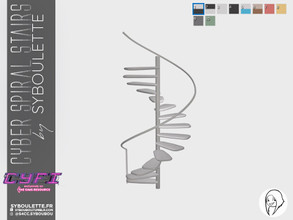 Sims 4 — CYFI Cyber stairs - Polished spiral stairs (short) by Syboubou — This is modern and futuristic staircase that
