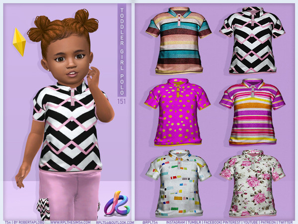 Sims 4 — Toddler Girl Polo Shirt RPL151 by RobertaPLobo — :: Toddler Polo Shirt RPL151 for girl - TS4 :: 6 swatches ::